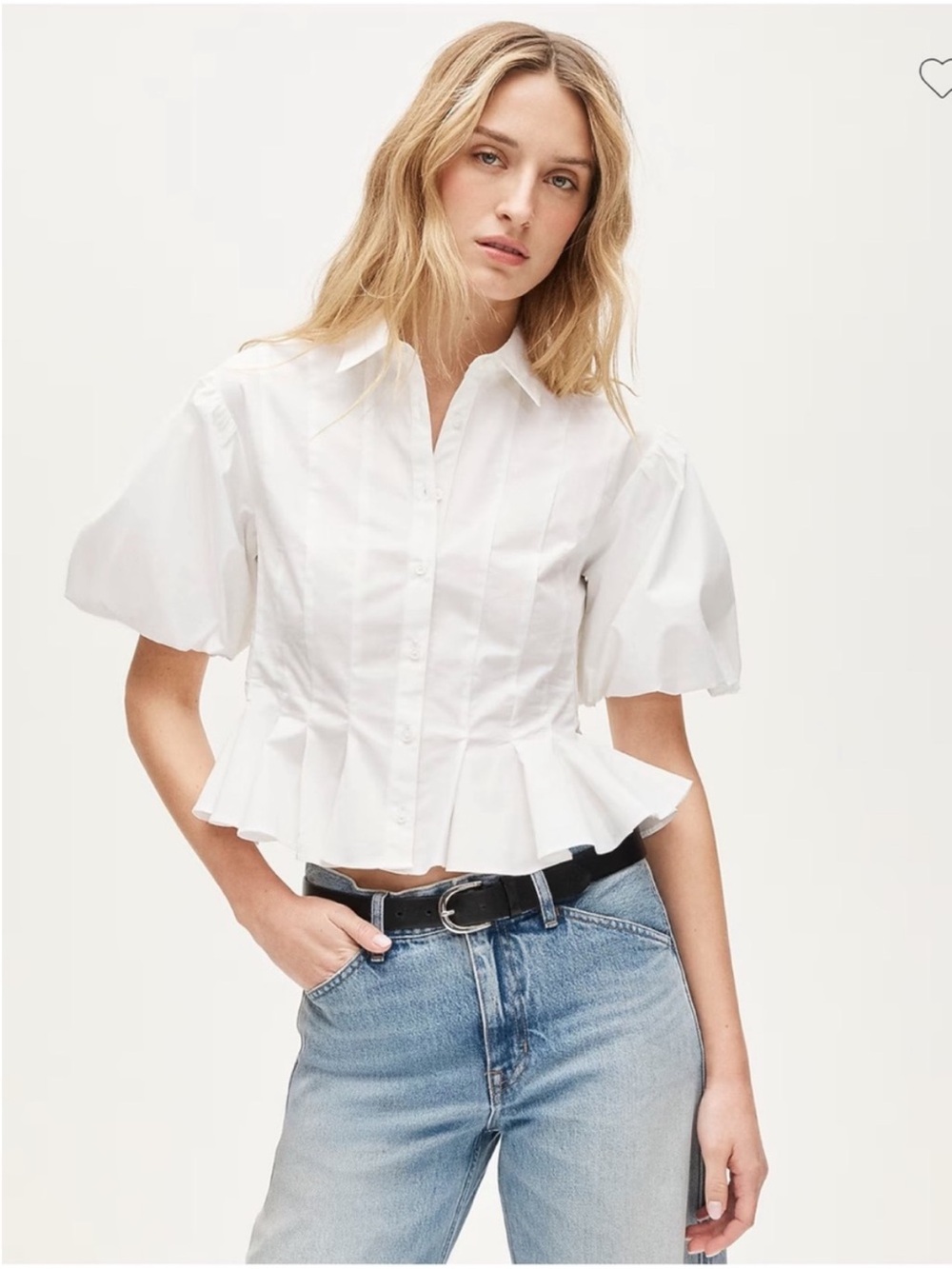 J.Crew Puff-sleeve button-up shirt size 4 small white